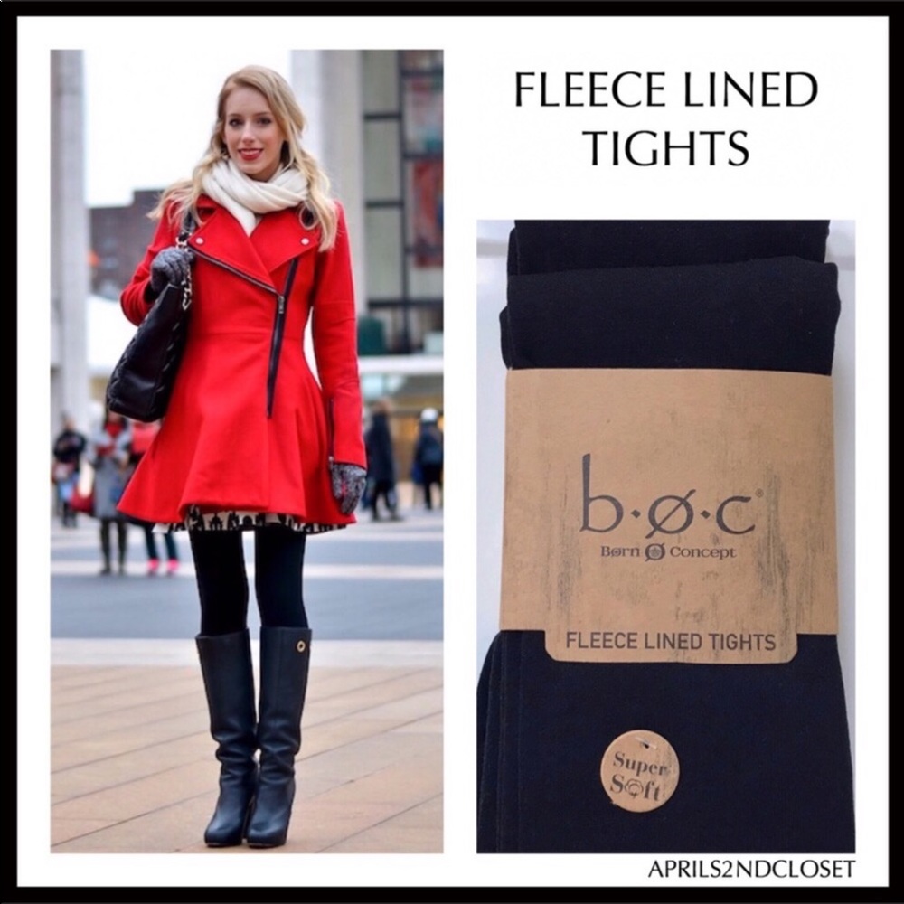 B.O.C. 2 BLACK FLEECE LINED TIGHTS A2C - Picture 1 of 16